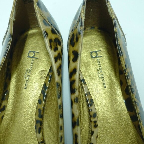 Boston Design Women 9 Vinyl Leopard Print Brown Flats Slippers - Picture 7 of 8